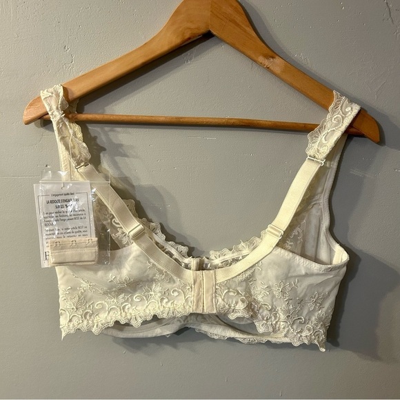 Best De La Redoute Bra NWT Cream 38G Lace Wired Mesh Feminine Bow Floral - Picture 3 of 5